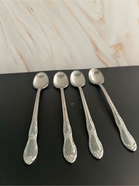 Source Unknown Silver Embossed Teaspoon Set of 4